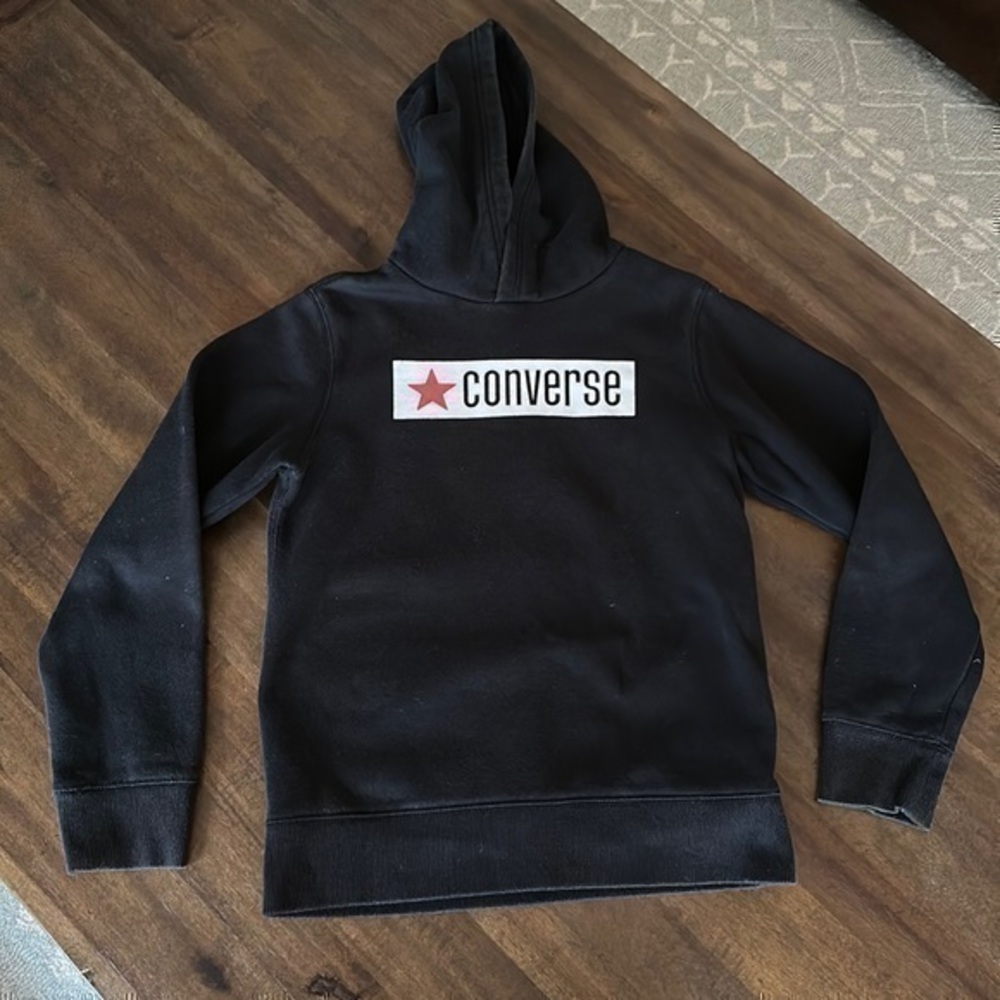 Boys converse black hoodie size 12/13 years old large